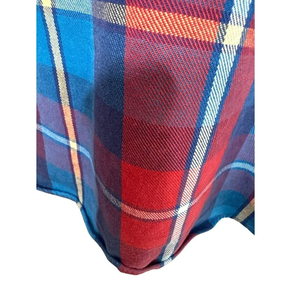 Vtg Polo Ralph Lauren Red Plaid Heavy Western Mandarin Silver Button Shirt Sz XL